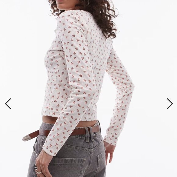 H&M Cream Blouse with Orange Floral Design - Picture 1 of 6